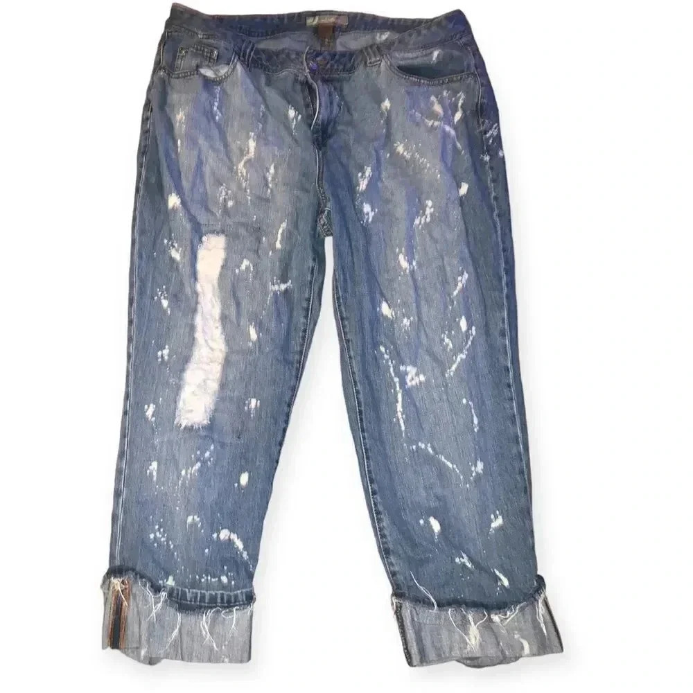 Angel kiss splattered Y2k cropped denim